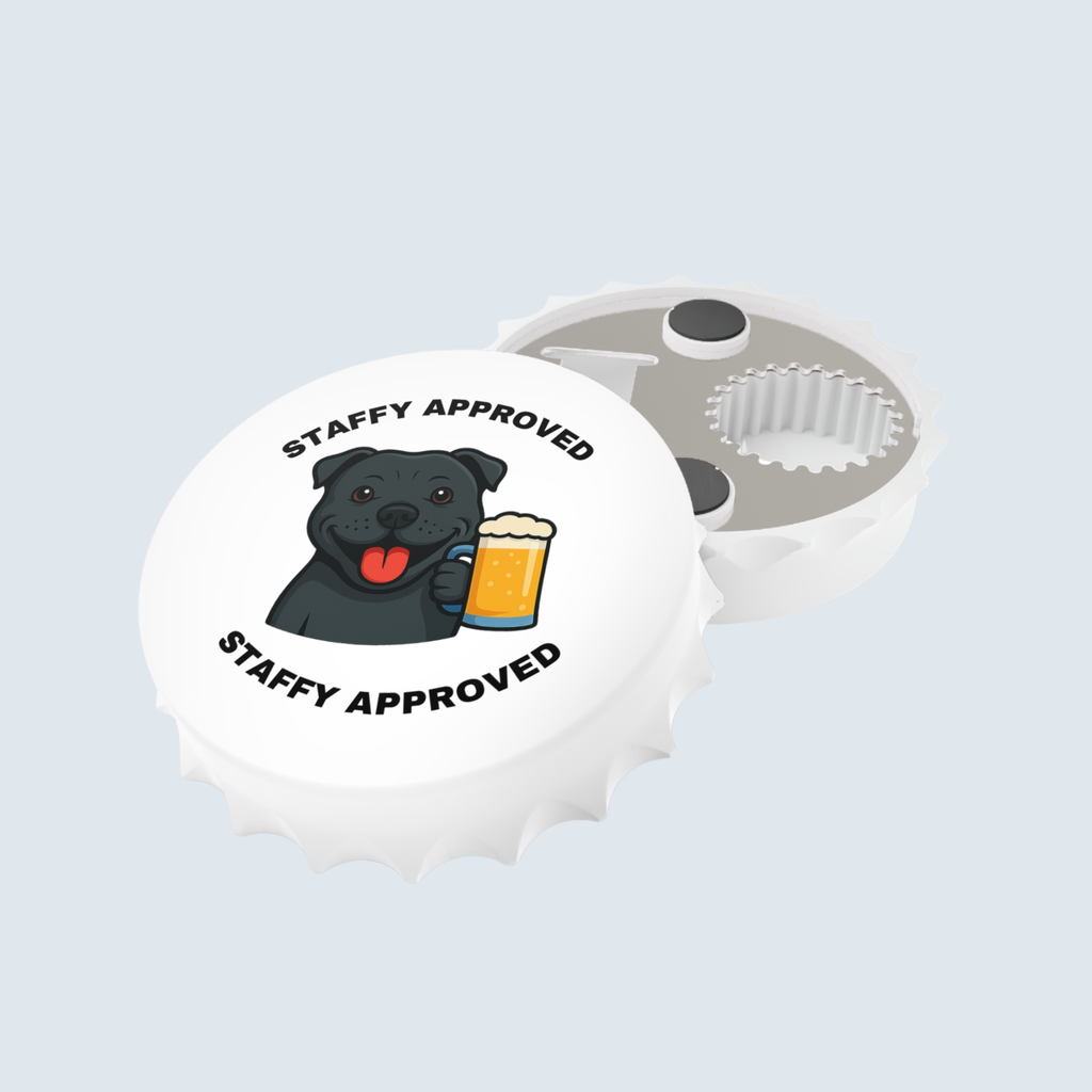 Staffy Approved Bottle Opener — Magnet