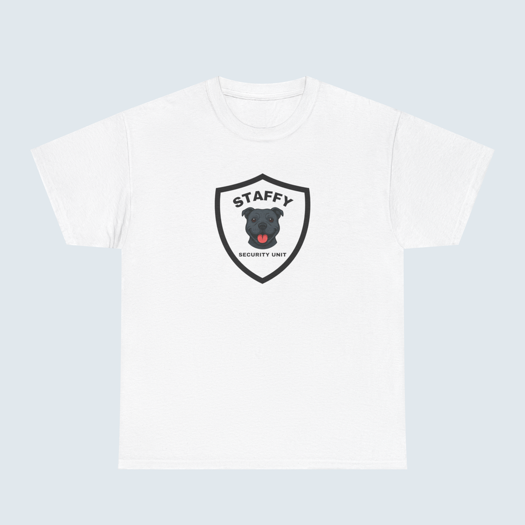 Staffy Security Dog Badge Tee — Unisex