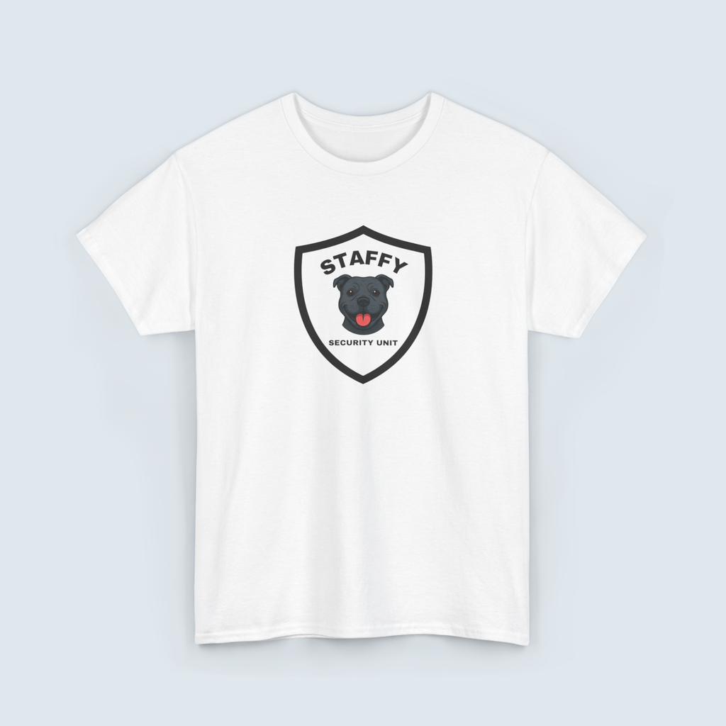 Staffy Security Dog Badge Tee — Unisex