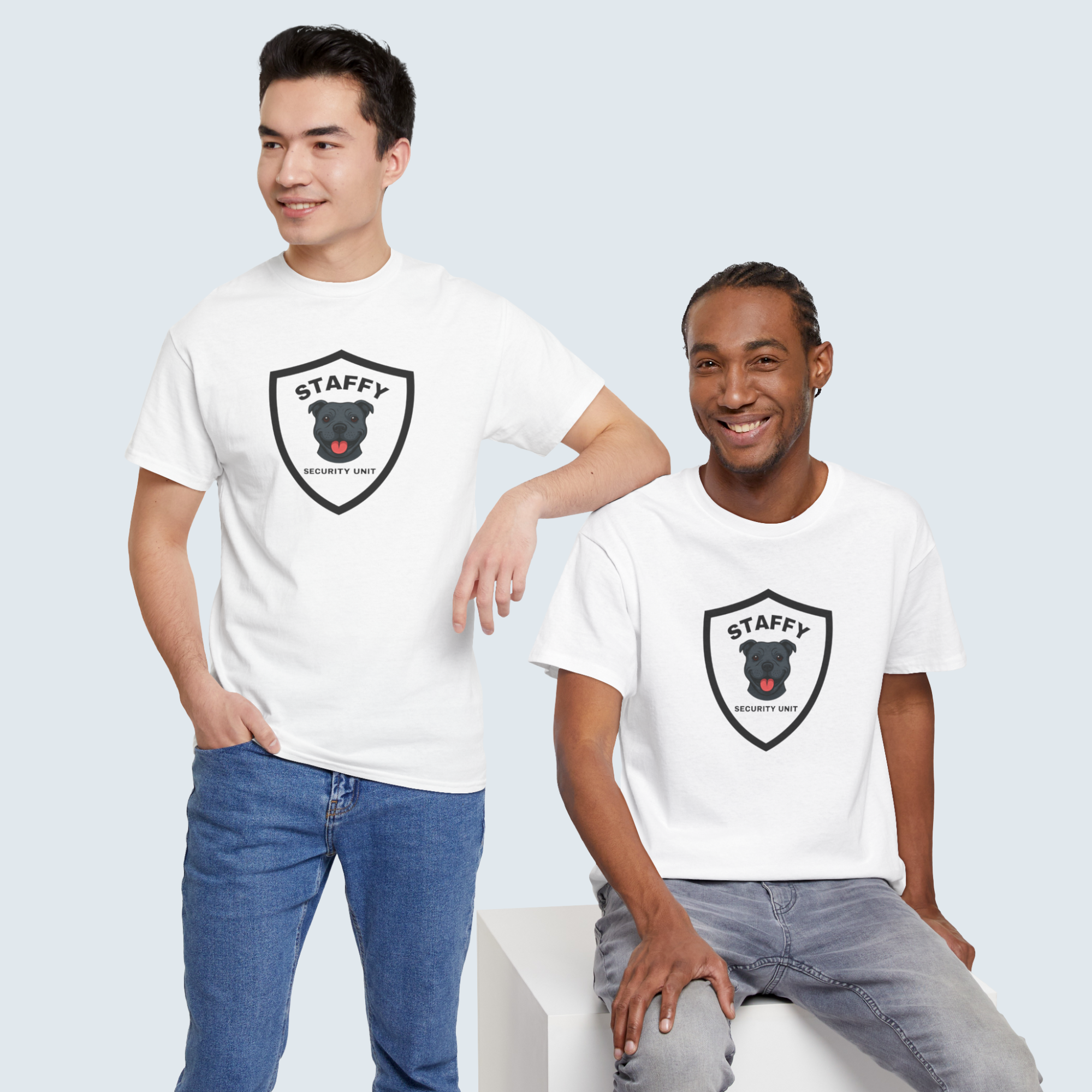 Staffy Security Dog Badge Tee — Unisex